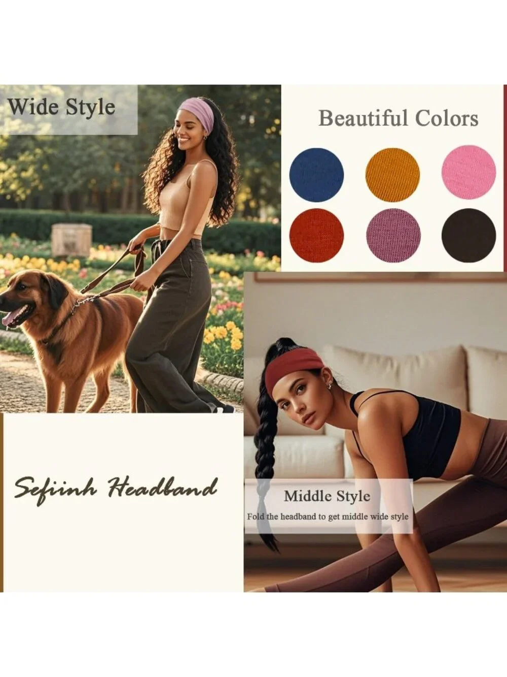 Women's 6 Packs Stretch Wide Headband Turban Running Yoga Hairband Accessories - Picture 2 of 6